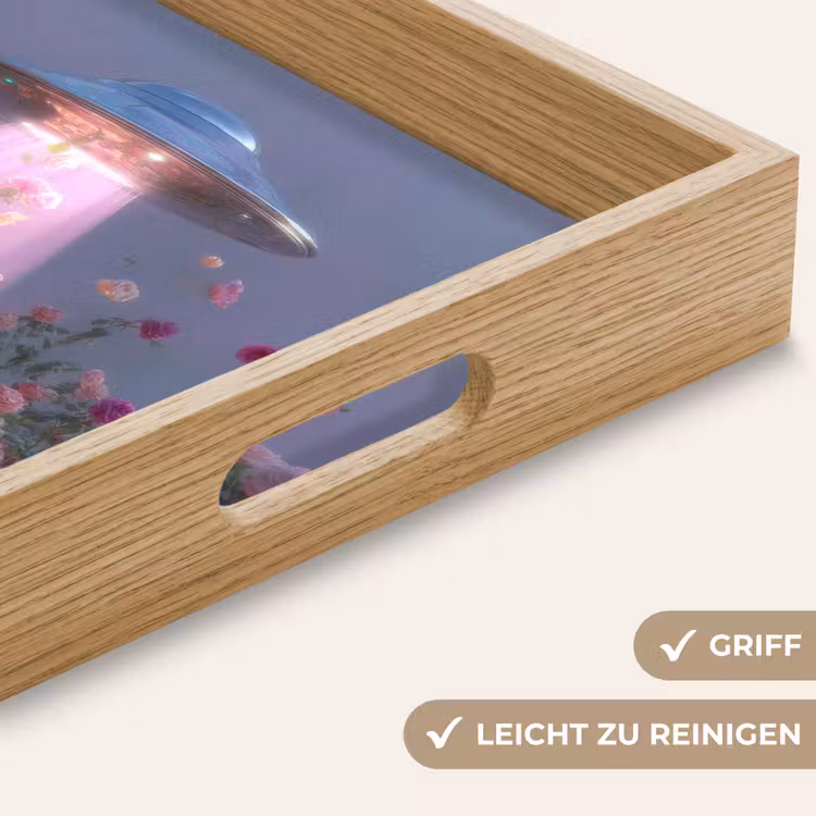 Ufo - Rozen - Pastelkleuren Dienblad Rechthoek middel -USP_HandgreepDE