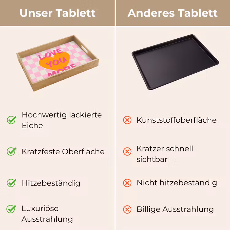 Valentijn - Love - Roze - Oranje Dienblad Rechthoek middel -USP_VergelijkingDE