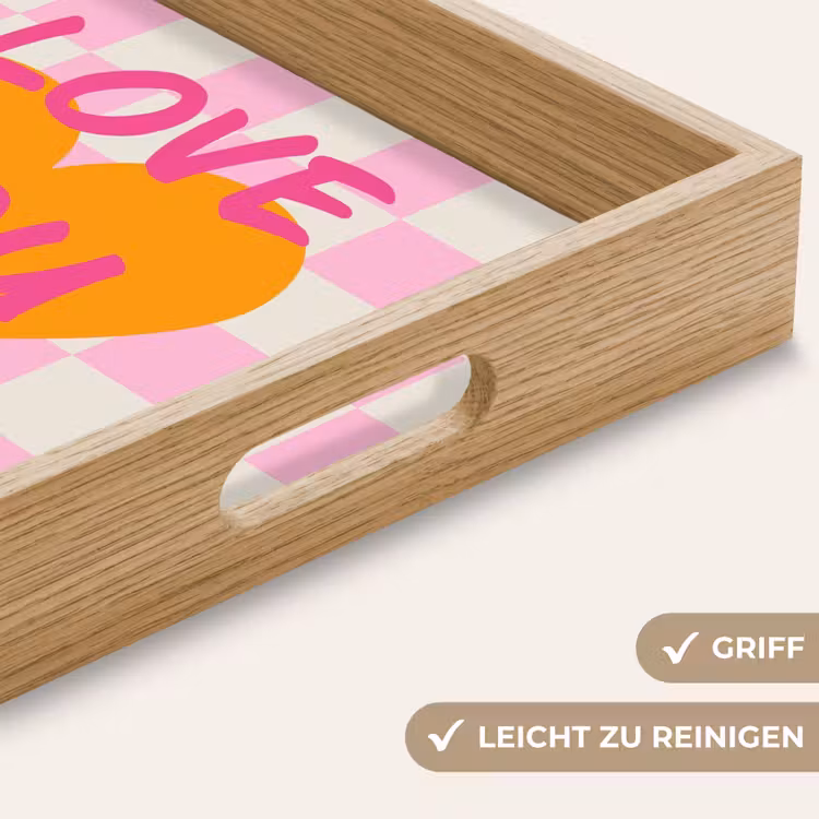 Valentijn - Love - Roze - Oranje Dienblad Rechthoek middel -USP_HandgreepDE