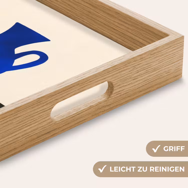Vaas - Blauw - Geblokt - Modern Dienblad Rechthoek middel -USP_HandgreepDE