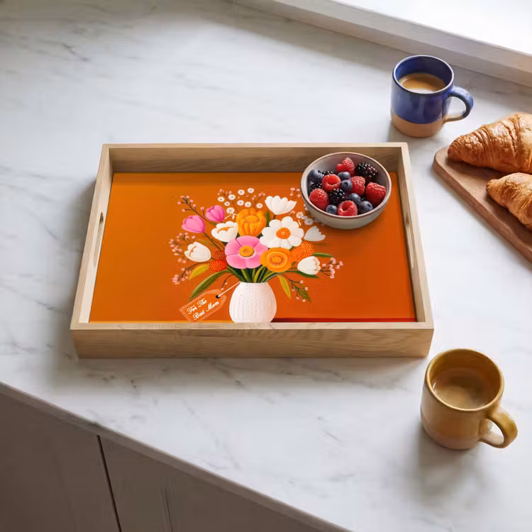 Vaas - Bloemen - Oranje Dienblad Rechthoek middel -sfeer2