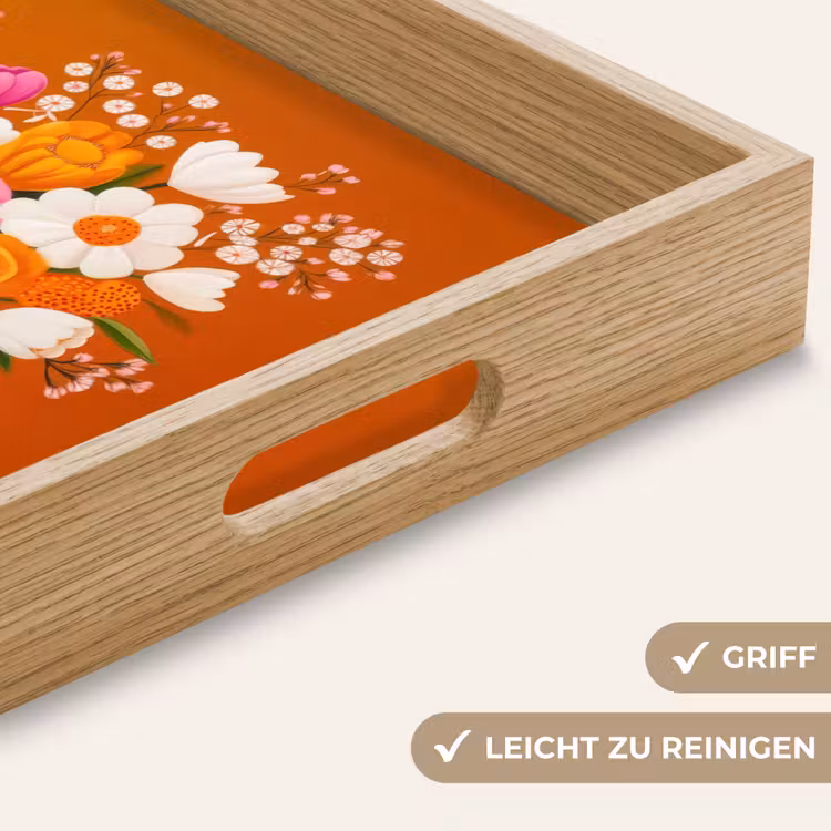 Vaas - Bloemen - Oranje Dienblad Rechthoek middel -USP_HandgreepDE