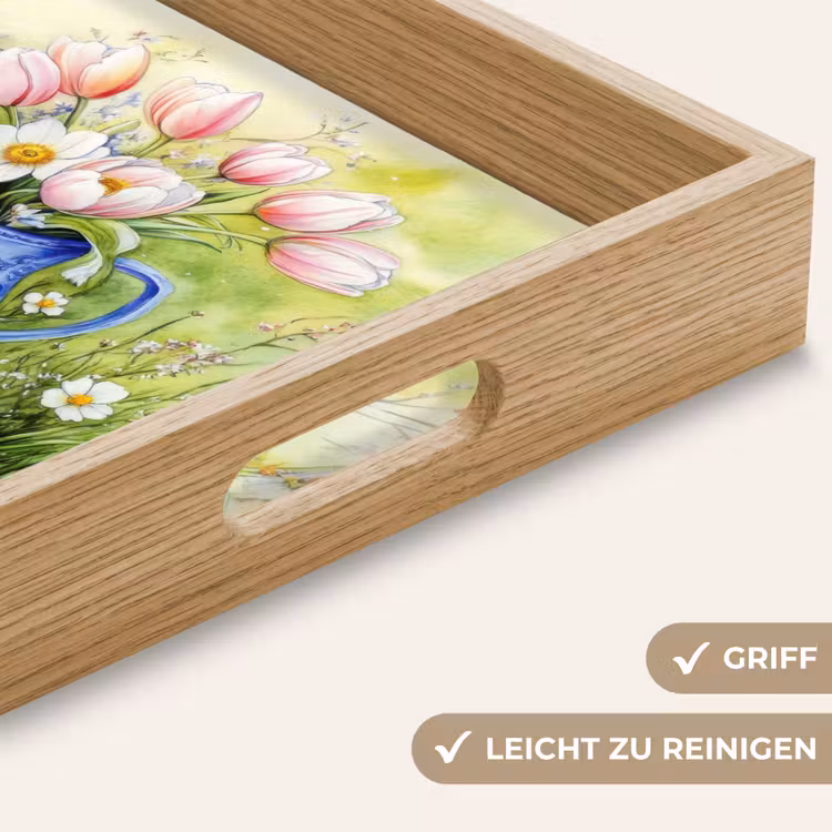 Vaas - Delftsblauw - Madeliefjes Dienblad Rechthoek middel -USP_HandgreepDE