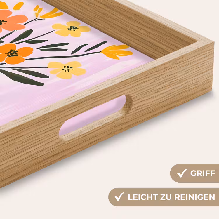 Vaas - Gestreept - Bloemen - Oranje Dienblad Rechthoek middel -USP_HandgreepDE
