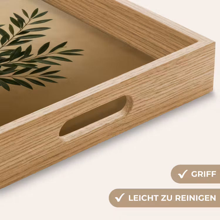 Vaas - Olijftakken - Bladeren - Beige Dienblad Rechthoek middel -USP_HandgreepDE