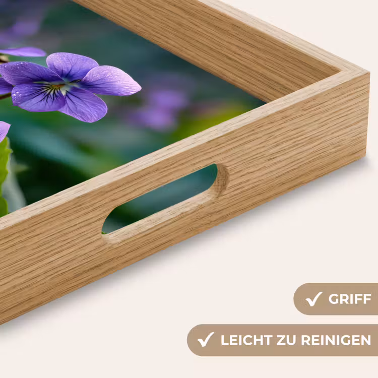 Viooltjes - Paars - Bloem - Bladeren Dienblad Rechthoek middel -USP_HandgreepDE
