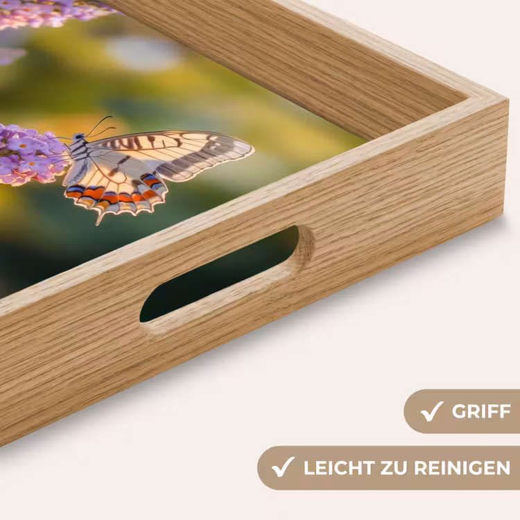 Sierlijke - Vlinder - Paarse - Bloemen Dienblad Rechthoek middel -USP_HandgreepDE