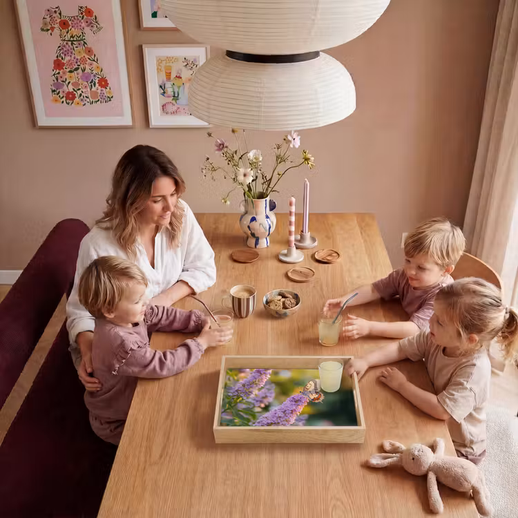 Sierlijke - Vlinder - Paarse - Bloemen Dienblad Rechthoek middel -sfeer4