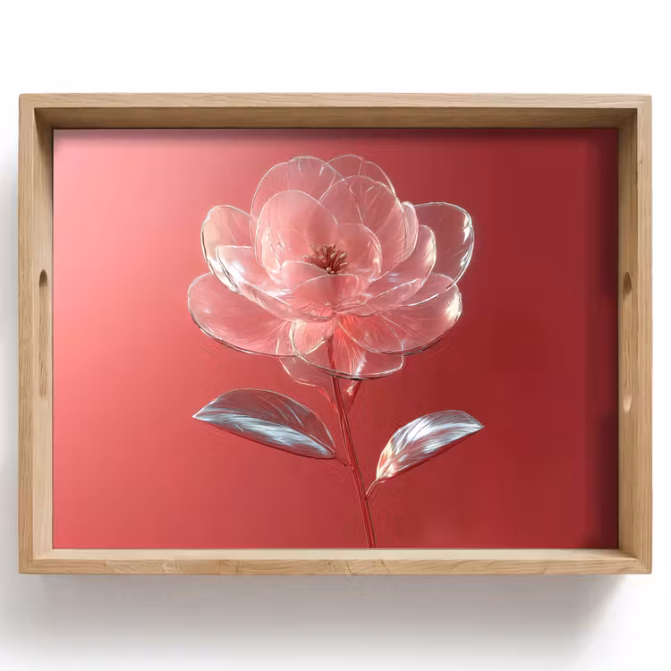 Sierlijk - Bloem - Roze - Glazen Dienblad Rechthoek middel -z3d_shopping