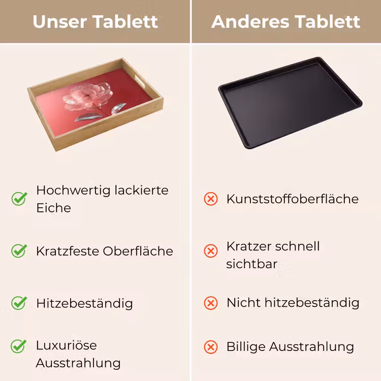 Sierlijk - Bloem - Roze - Glazen Dienblad Rechthoek middel -USP_VergelijkingDE