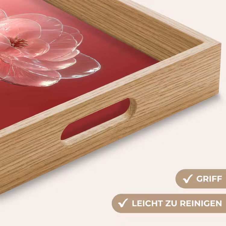 Sierlijk - Bloem - Roze - Glazen Dienblad Rechthoek middel -USP_HandgreepDE