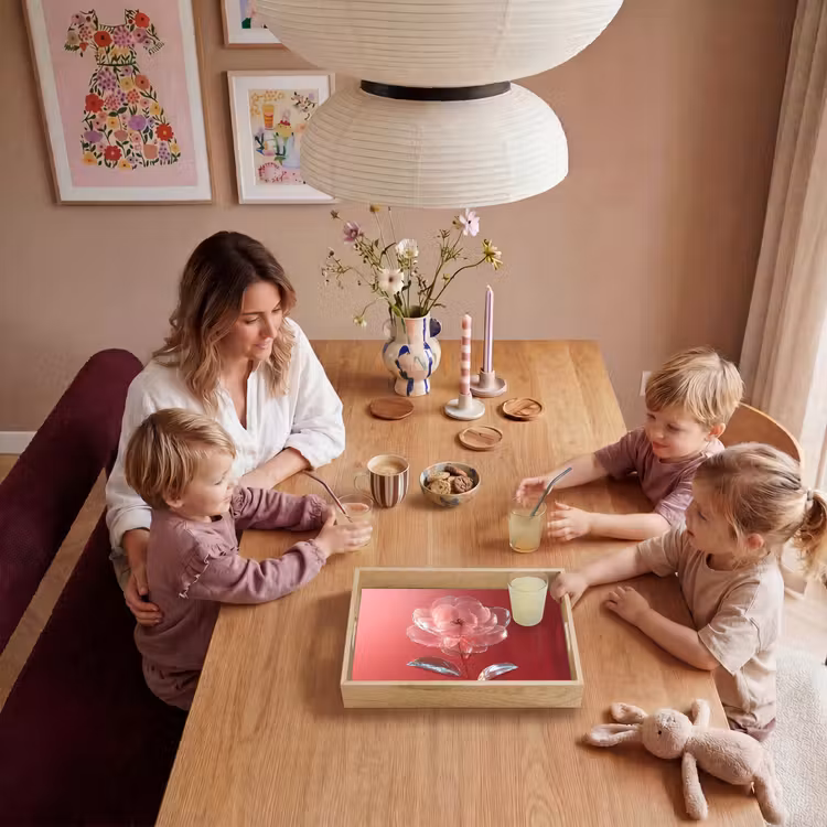 Sierlijk - Bloem - Roze - Glazen Dienblad Rechthoek middel -sfeer4