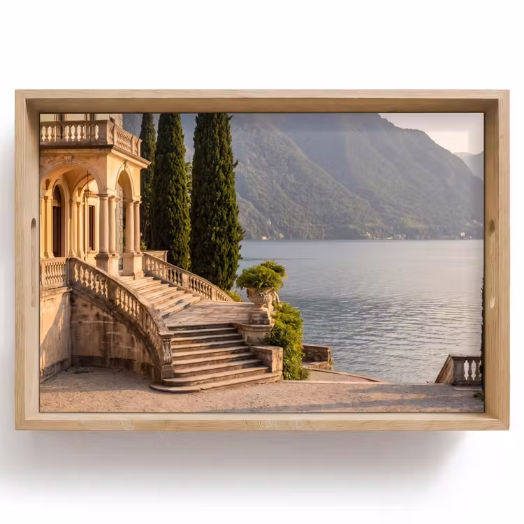 Tablett - Villa – Wasser – Treppen - Villa - water -trappen Dienblad Rechthoek middel