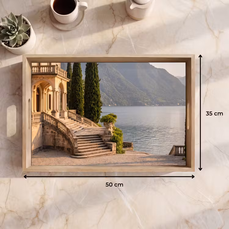 Tablett - Villa – Wasser – Treppen - Villa - water -trappen Dienblad Rechthoek middel