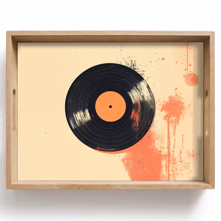 Vinylplaat - Zwart - Verfspatten - Retro Dienblad Rechthoek middel -z3d_shopping