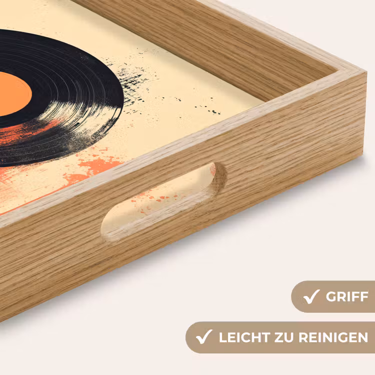 Vinylplaat - Zwart - Verfspatten - Retro Dienblad Rechthoek middel -USP_HandgreepDE