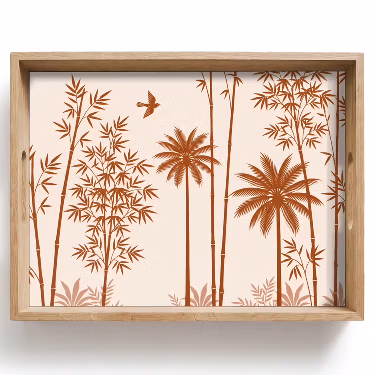 Vogel - Boom - Tropisch - Minimalistisch - Bruin Dienblad Rechthoek middel -z3d_shopping