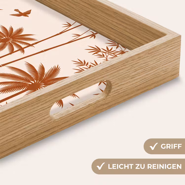 Vogel - Boom - Tropisch - Minimalistisch - Bruin Dienblad Rechthoek middel -USP_HandgreepDE