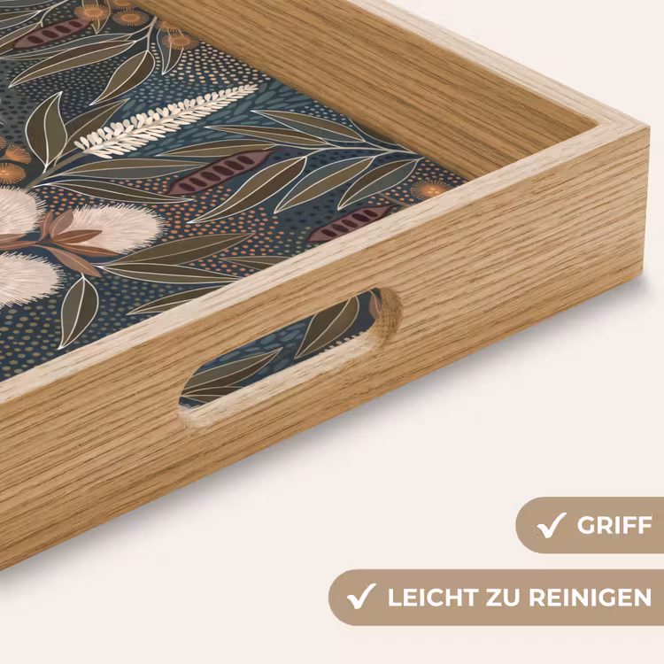 Vogel - Bladeren - Natuur - Illustratie - Groen Dienblad Rechthoek middel -USP_HandgreepDE