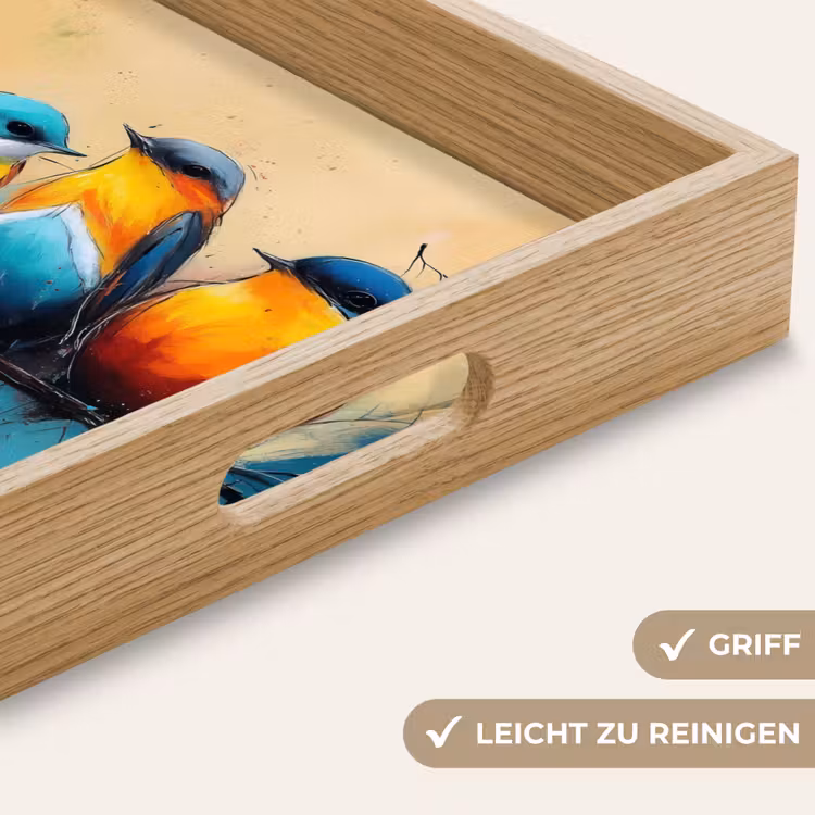 Vogels - Kleurrijk - Tak - Abstract Dienblad Rechthoek middel -USP_HandgreepDE