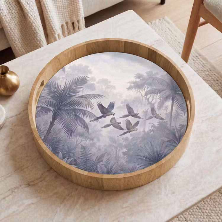 Vogel - Vliegend - Jungle - Vintage - Dieren Dienblad Rond middel -sfeer1