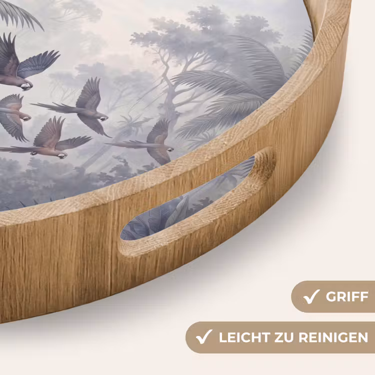 Vogel - Vliegend - Jungle - Vintage - Dieren Dienblad Rond middel -USP_HandgreepDE