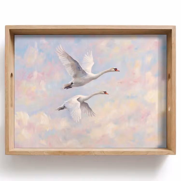 Vogel - Vliegend - Lucht - Modern - Pastel Dienblad Rechthoek middel -z3d_shopping