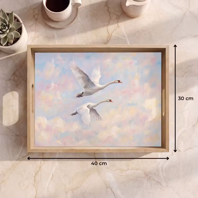 Vogel - Vliegend - Lucht - Modern - Pastel Dienblad Rechthoek middel -USP_Formaat