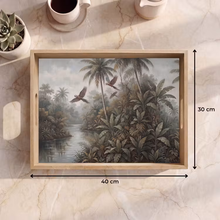 Vogel - Vliegend - Tropisch - Landschap - Klassiek Dienblad Rechthoek middel -USP_Formaat