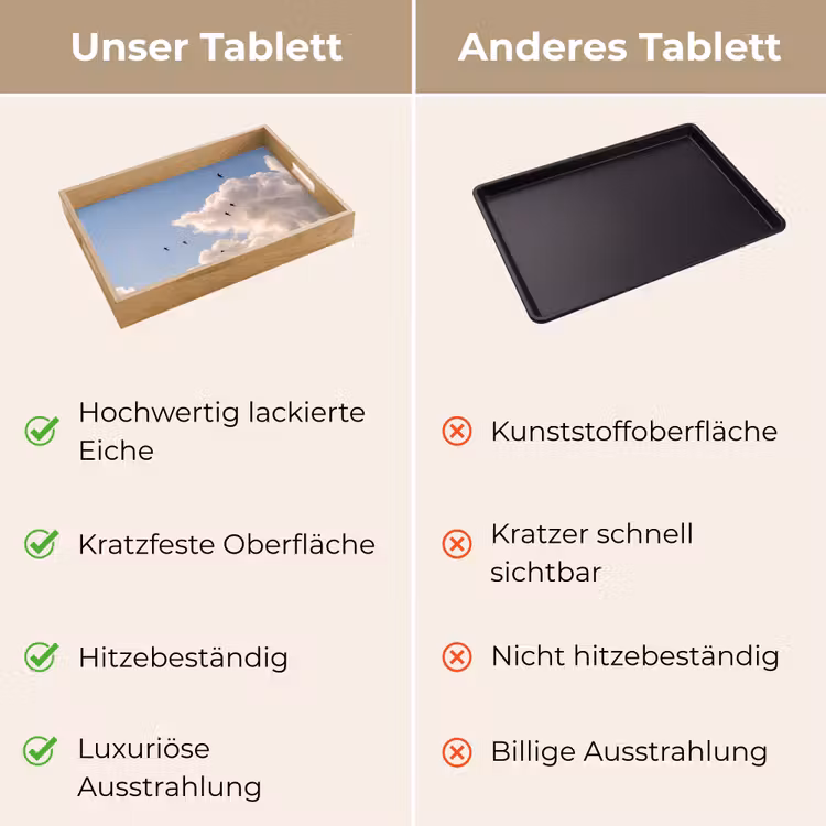 Vogel - Vlucht - Wolken - Natuur - Blauw Dienblad Rechthoek middel -USP_VergelijkingDE