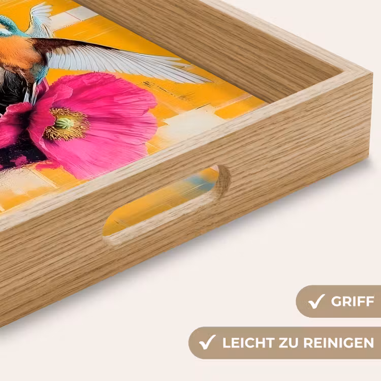 Vogel - Vrouw - Abstract - Bloem Dienblad Rechthoek middel -USP_HandgreepDE