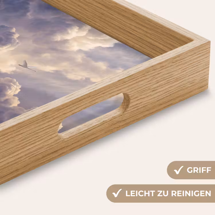 Vogel - Vliegend - Natuur - Wit - Wolken Dienblad Rechthoek middel -USP_HandgreepDE