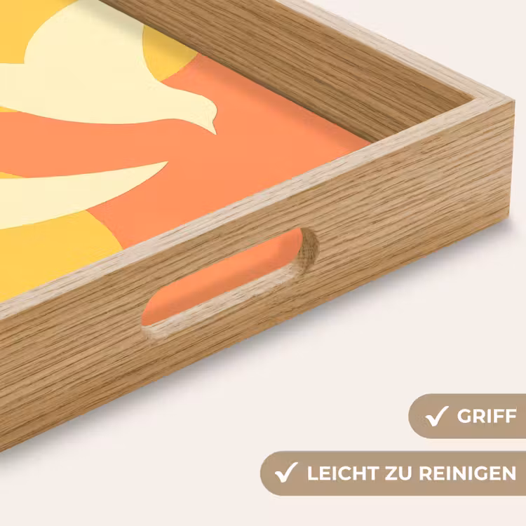 Vogels - Cirkels - Geel Dienblad Rechthoek middel -USP_HandgreepDE