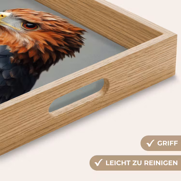 Vogel - Realistisch - Veren - Bruin Dienblad Rechthoek middel -USP_HandgreepDE