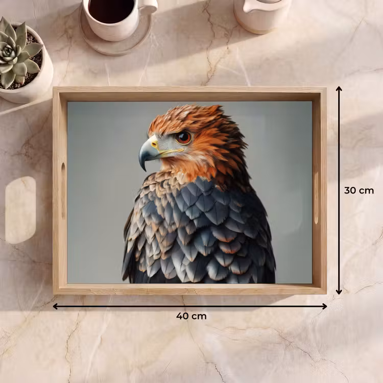 Vogel - Realistisch - Veren - Bruin Dienblad Rechthoek middel -USP_Formaat