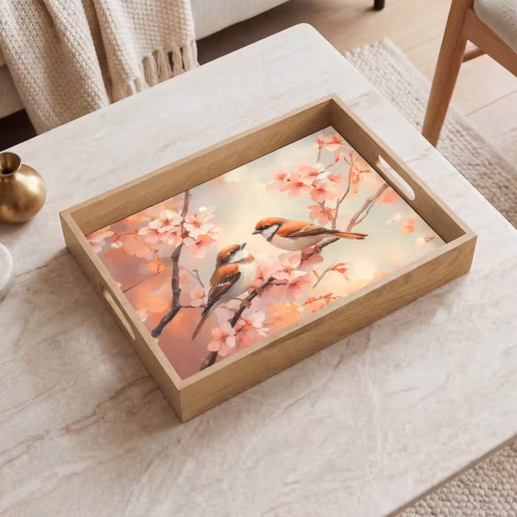 Vogels - Romantic - Bloesemtak Dienblad Rechthoek middel -sfeer1