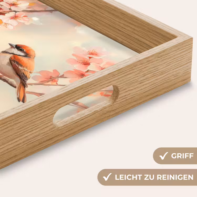 Vogels - Romantic - Bloesemtak Dienblad Rechthoek middel -USP_HandgreepDE