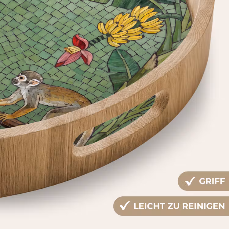 Vogel - Dier - Jungle - Mozaïek - Natuur Dienblad Rond middel -USP_HandgreepDE