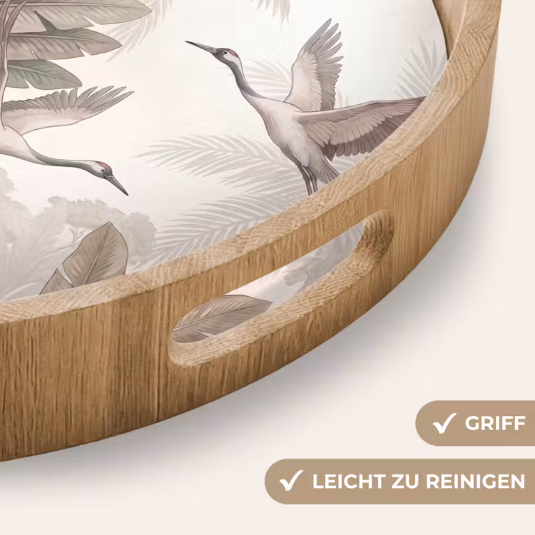 Vogel - Tropisch - Jungle - Natuur - Beige Dienblad Rond middel -USP_HandgreepDE