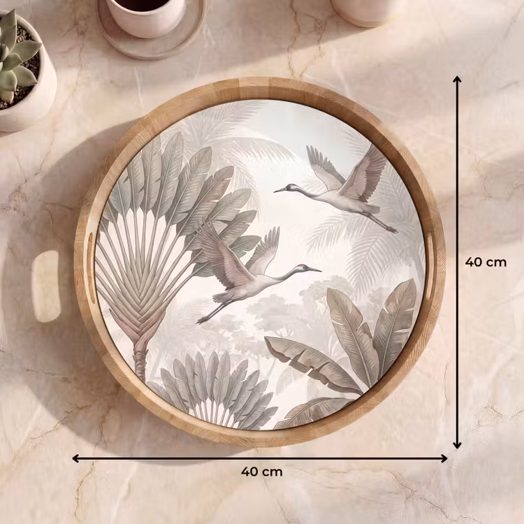 Vogel - Tropisch - Jungle - Natuur - Beige Dienblad Rond middel -USP_Formaat