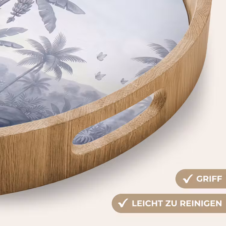 Vogel - Water - Tropisch - Natuur - Blauw Dienblad Rond middel -USP_HandgreepDE