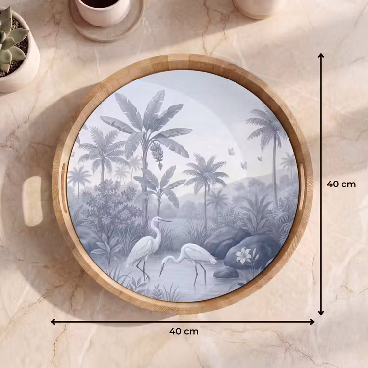 Vogel - Water - Tropisch - Natuur - Blauw Dienblad Rond middel -USP_Formaat