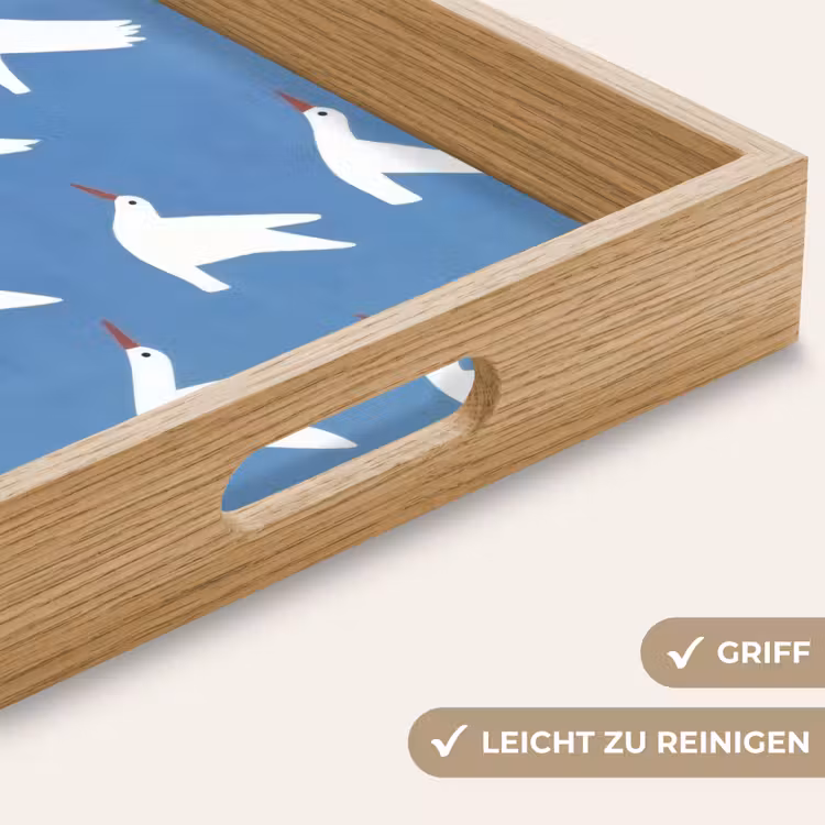 Vogels - Wit - Patroon Dienblad Rechthoek middel -USP_HandgreepDE