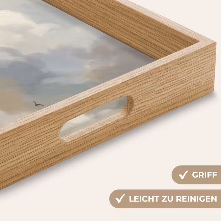 Vogel - Wolken - Natuur - Modern - Grijs Dienblad Rechthoek middel -USP_HandgreepDE