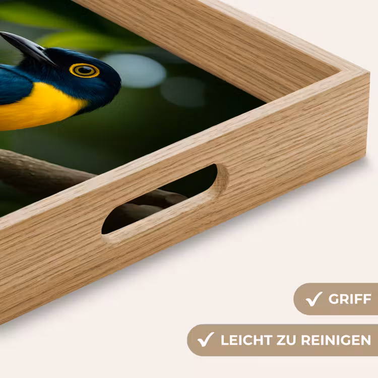 Vogel - Tak - Geel - Bladeren Dienblad Rechthoek middel -USP_HandgreepDE