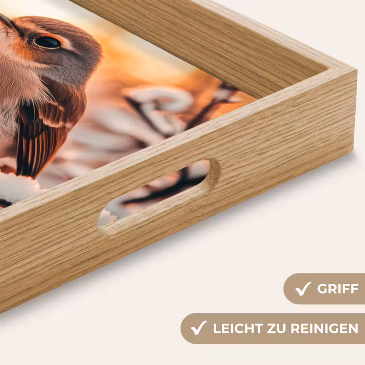 Vogel - Tak - Winter - Dieren - Sneeuw Dienblad Rechthoek middel -USP_HandgreepDE