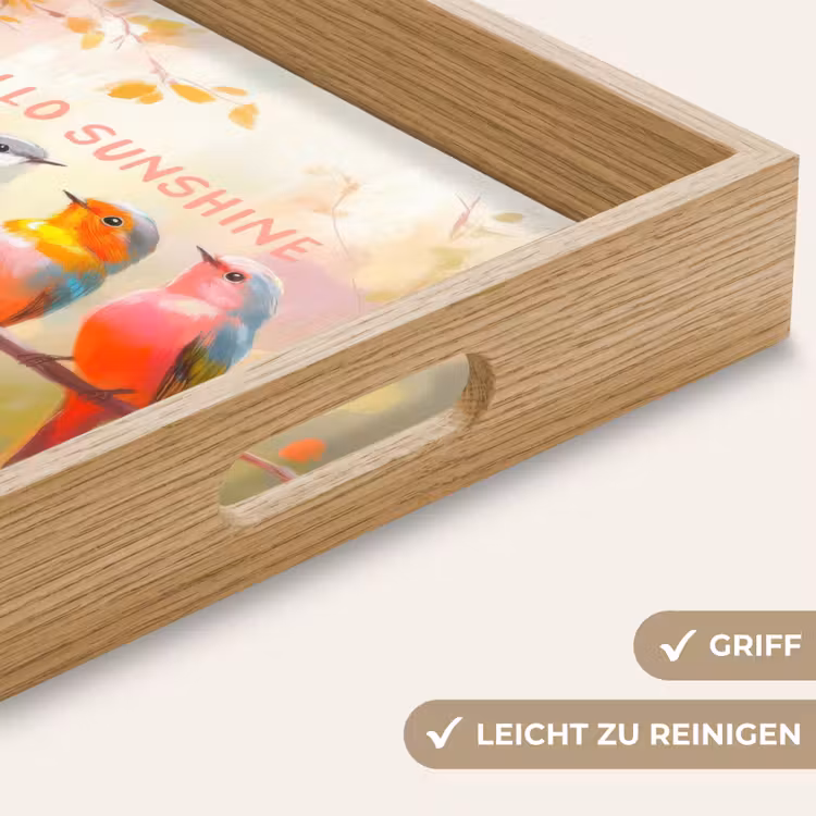 Vogels - Tak - Quote - Roze Dienblad Rechthoek middel -USP_HandgreepDE