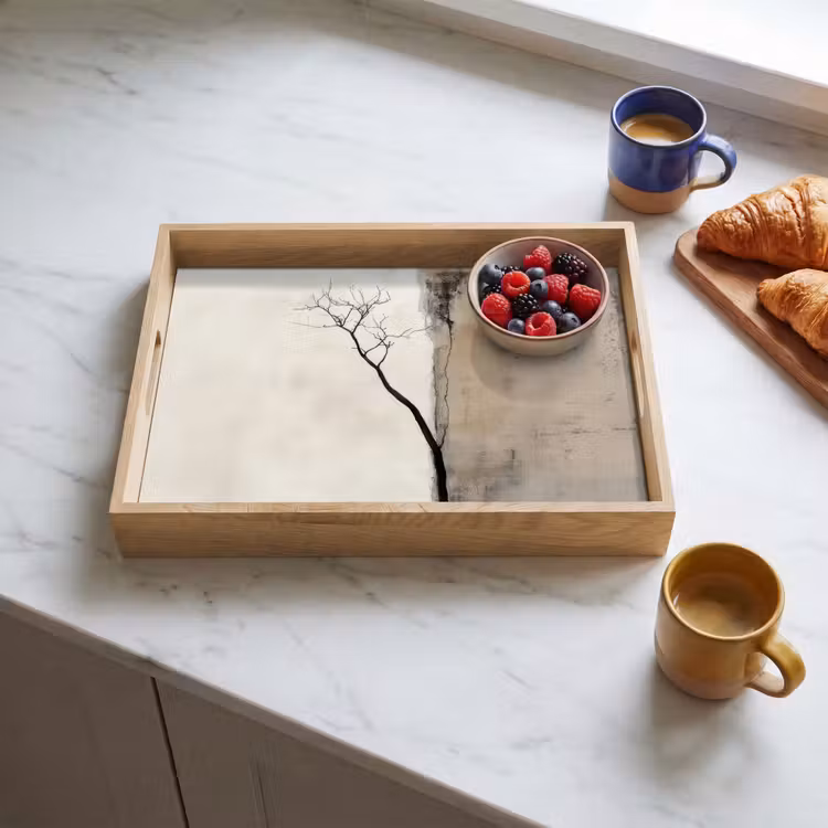 Wabi sabi - Plant - Beige Dienblad Rechthoek middel -sfeer2
