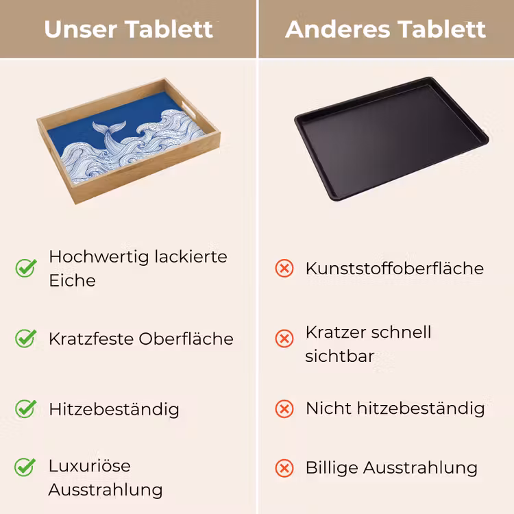 Walvis - Staart - Golven - Lijntekening - Blauw Dienblad Rechthoek middel -USP_VergelijkingDE