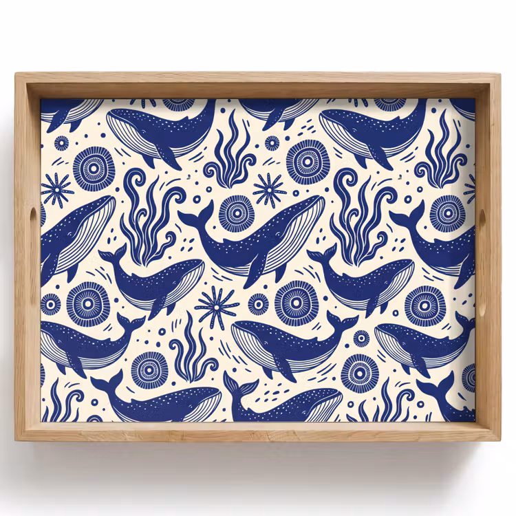 Walvis - Onderwater - Dieren - Abstract - Blauw Dienblad Rechthoek middel -z3d_shopping